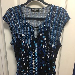 Blue pattern top with super cute cut out